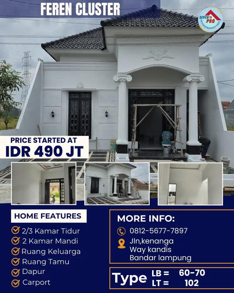 RUMAH CLUSTER MEWAH MURAH DEKAT PASAR WAY KANDIS