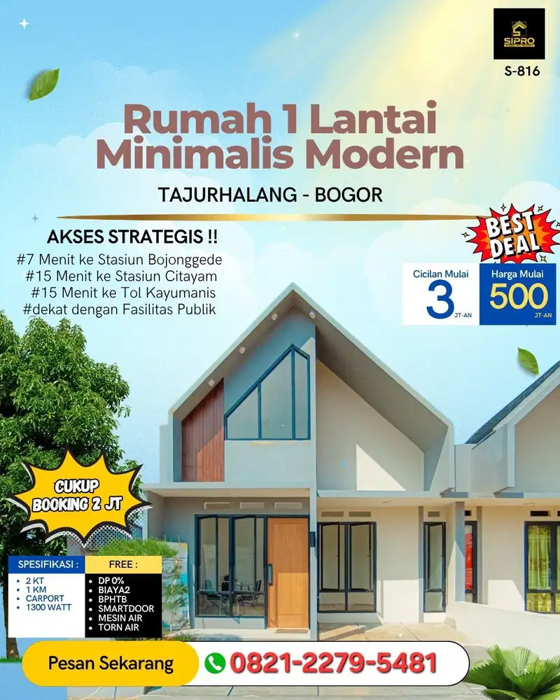 Rumah 1 lantai siap huni dekat stasiun citayam