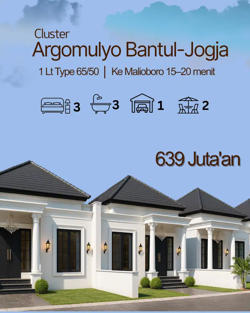 Rumah Cluster Tipe 60 di Bantul Jogja – Dekat Wisata Alam