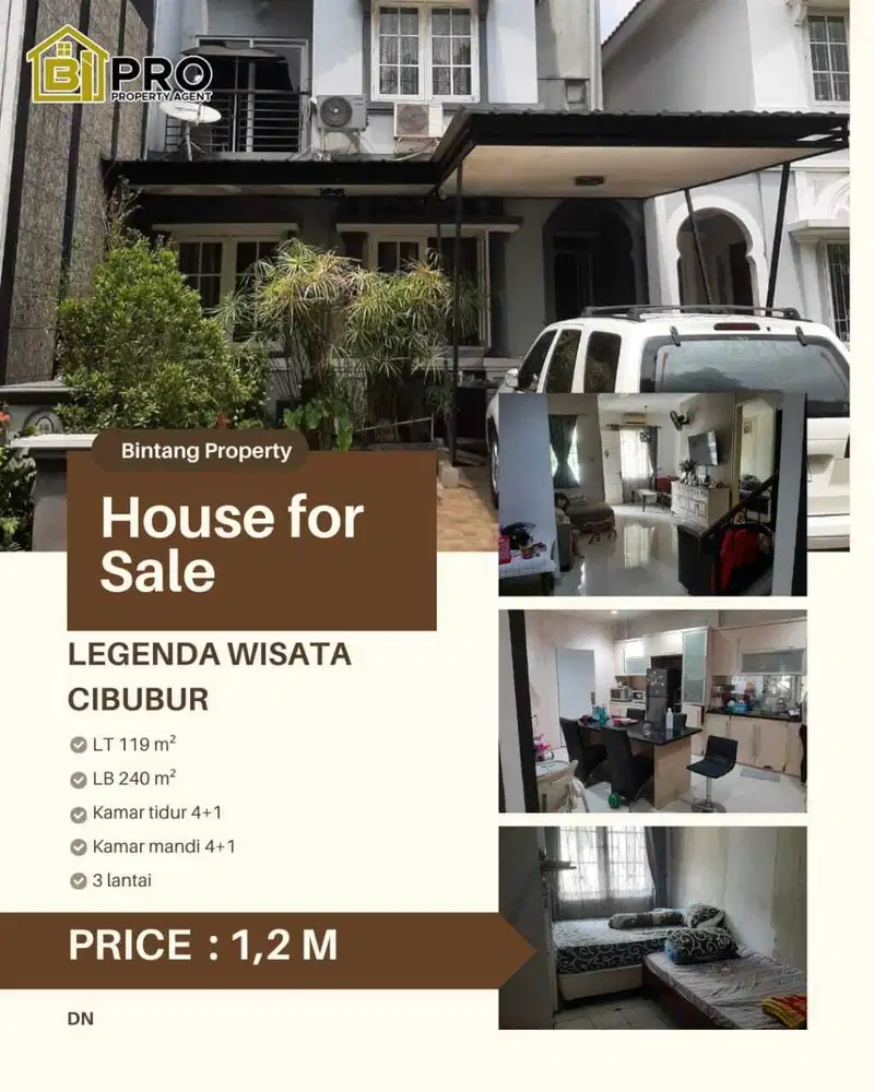 DIJUAL RUMAH LEGENDA WISATA CIBUBUR DEKAT TOL JATIKARYA