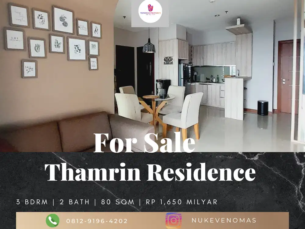 Dijual Apartement Thamrin Residence Premiere 2BR+1 Full Furnished