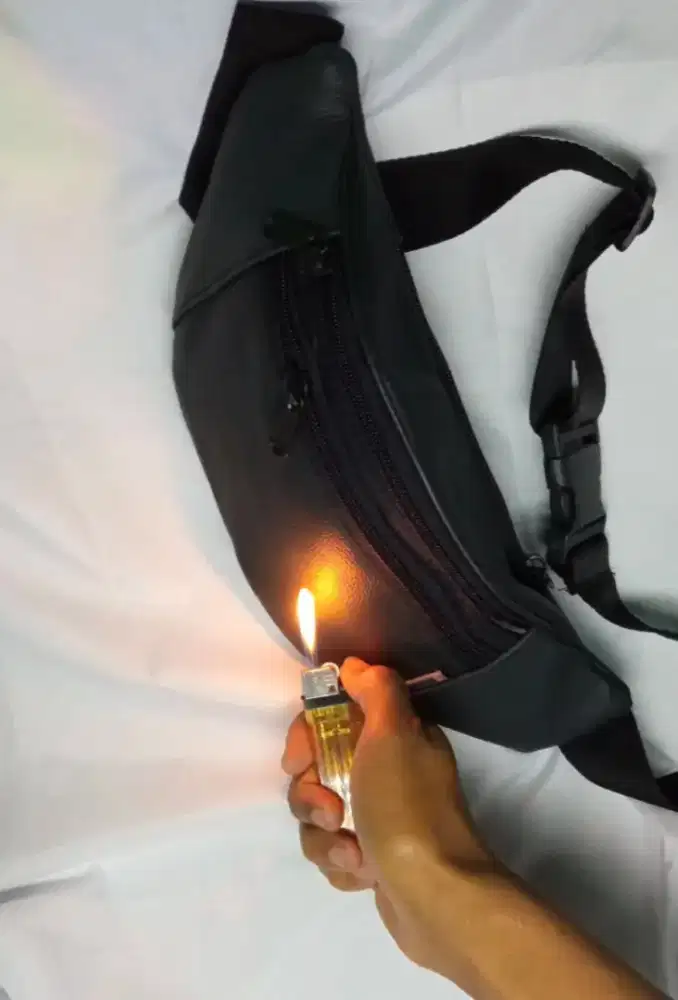 Tas Selempang Waistbag Kulit Sapi Asli Tahan Bakar Murah