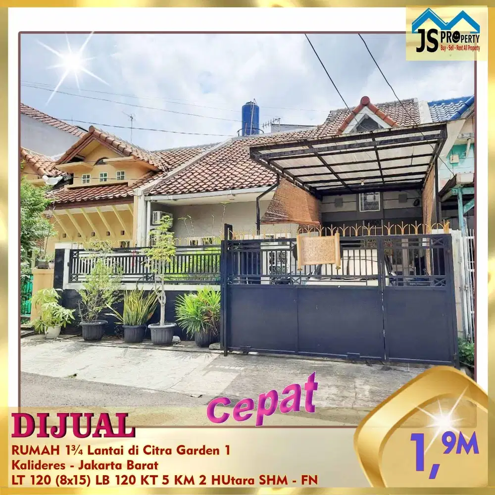 DIJUAL RUMAH 1 LANTAI 8 X 15 CITRA GARDEN CITY 1 JAKARTA BARAT