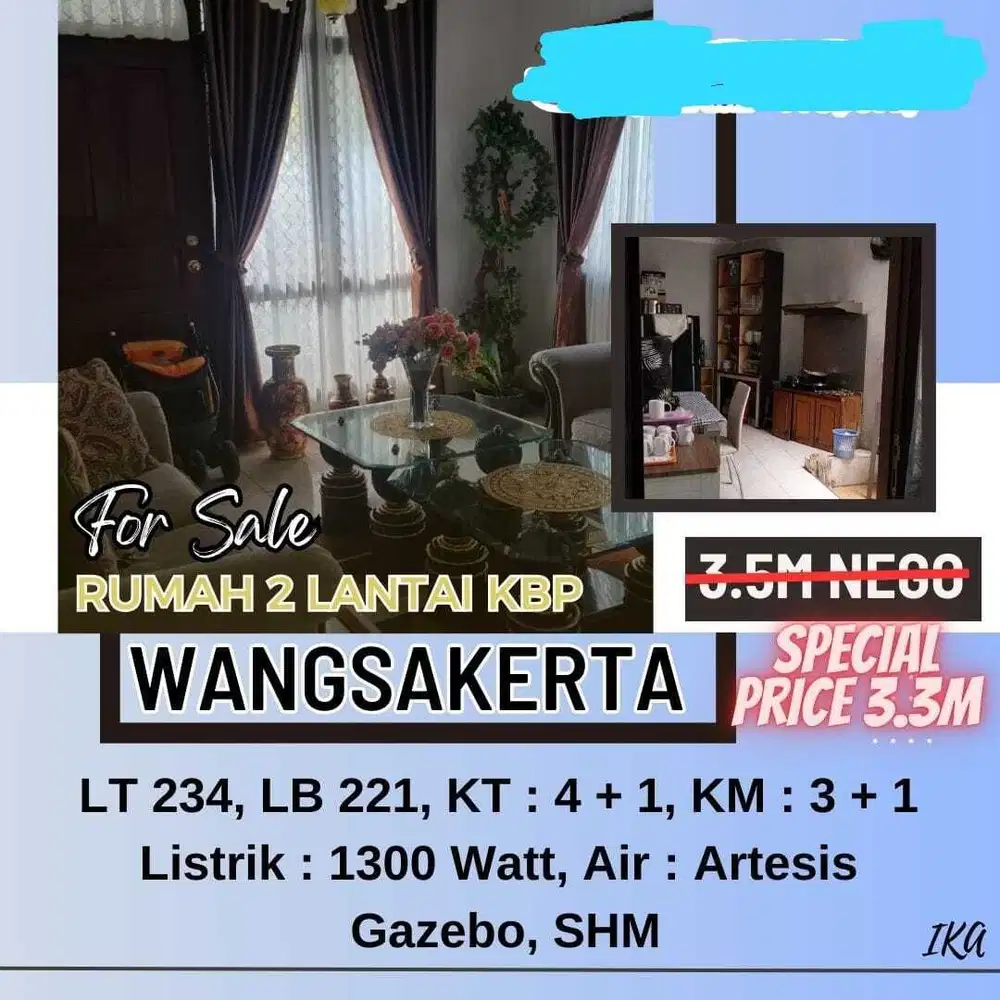 Termurah! Rumah 2 Lantai wangsakerta kota baru parahyangan