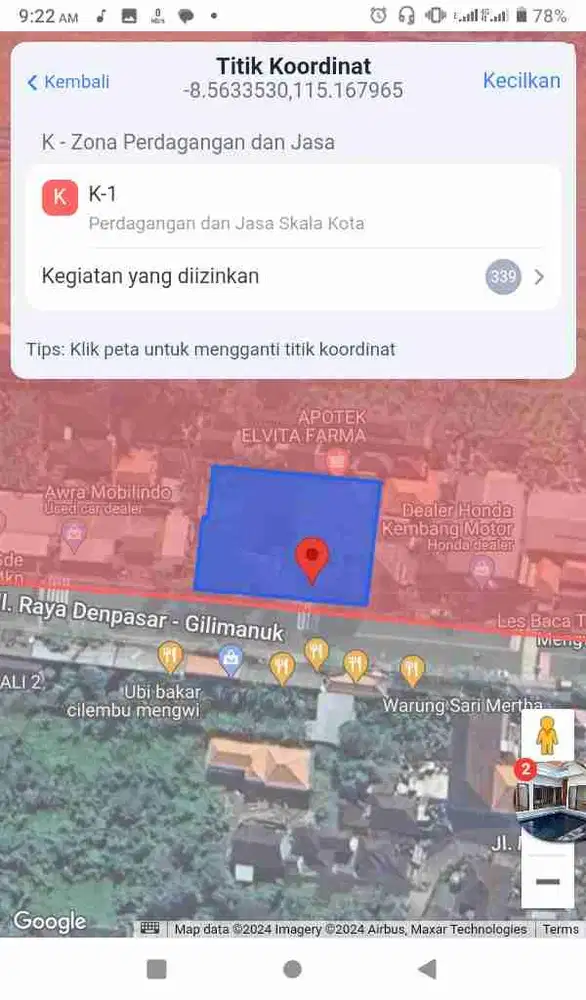 di jual lahan premium pinggir jalan utama mengwitani strategis