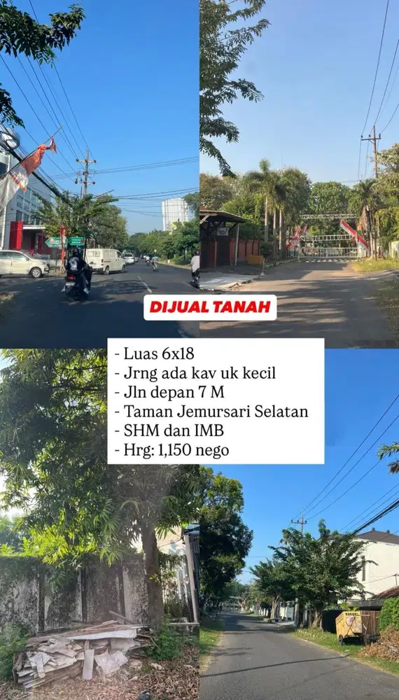 Langka, Tanah Kav Kecil di Kawasa Jemursari Dekat AYani, RSI, Margorej