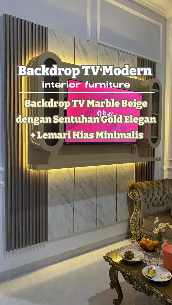 BACKDROP TV MEWAH/BACKDROP TV+LEMARI HIAS TABUNG/BACKDROP TV CUSTOM