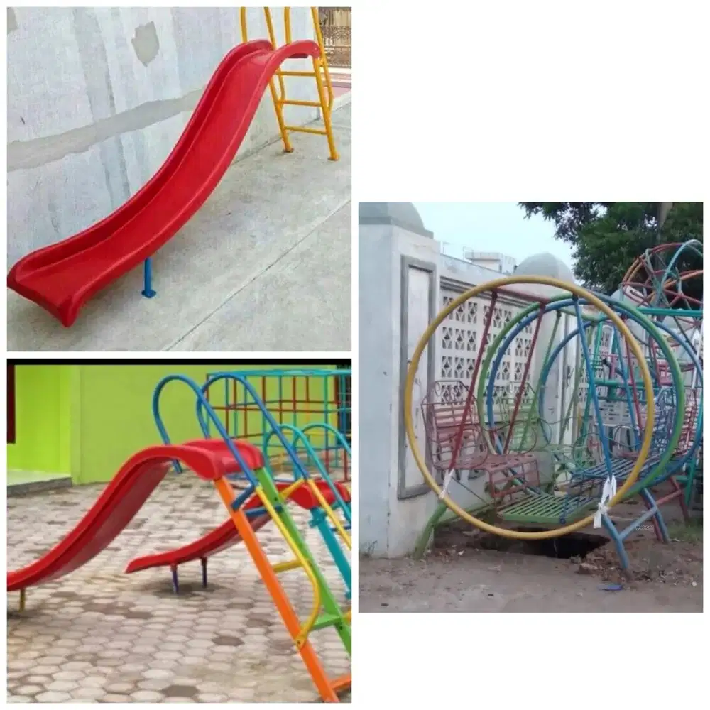 Perosotan, ayunan, jungkat jungkit, playground, mainan anak TK
