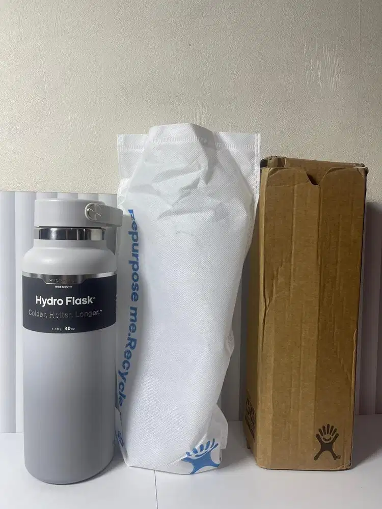 Hydro Flask Wide Mouth Flex Cap 40 Oz WHITE GREY