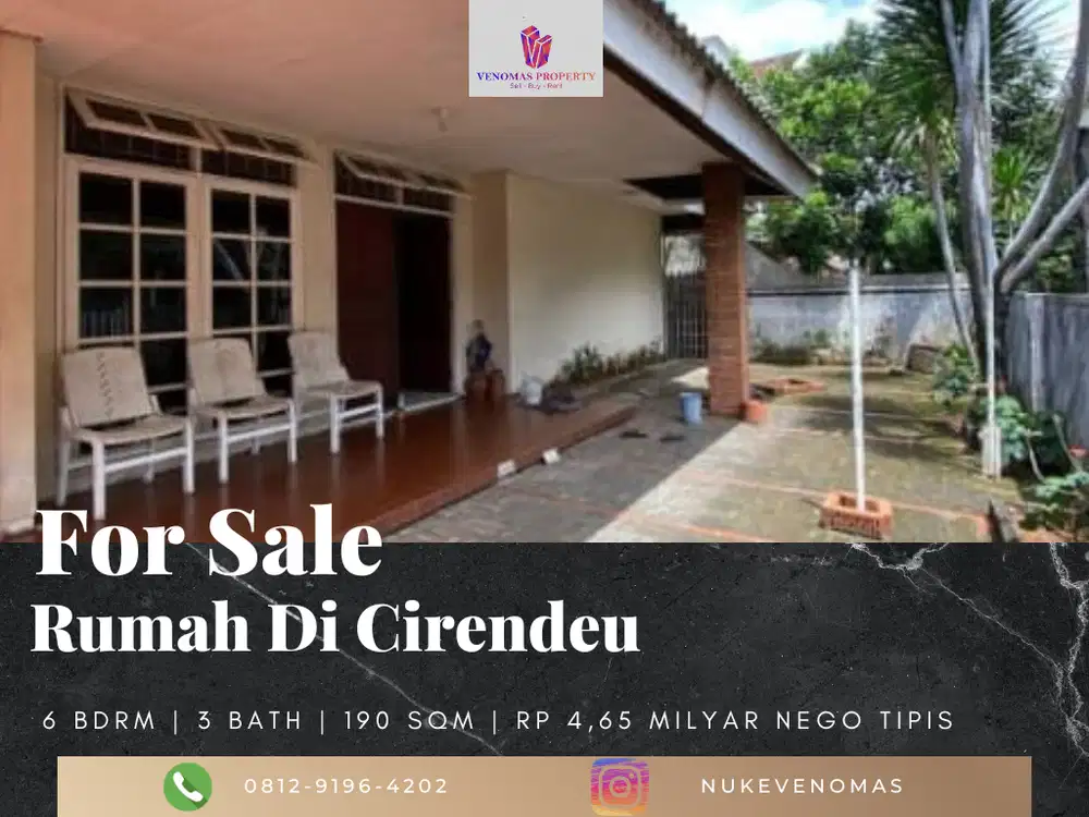 Dijual Rumah Cirendeu Permai V Cilandak 4 Kamar Tidur