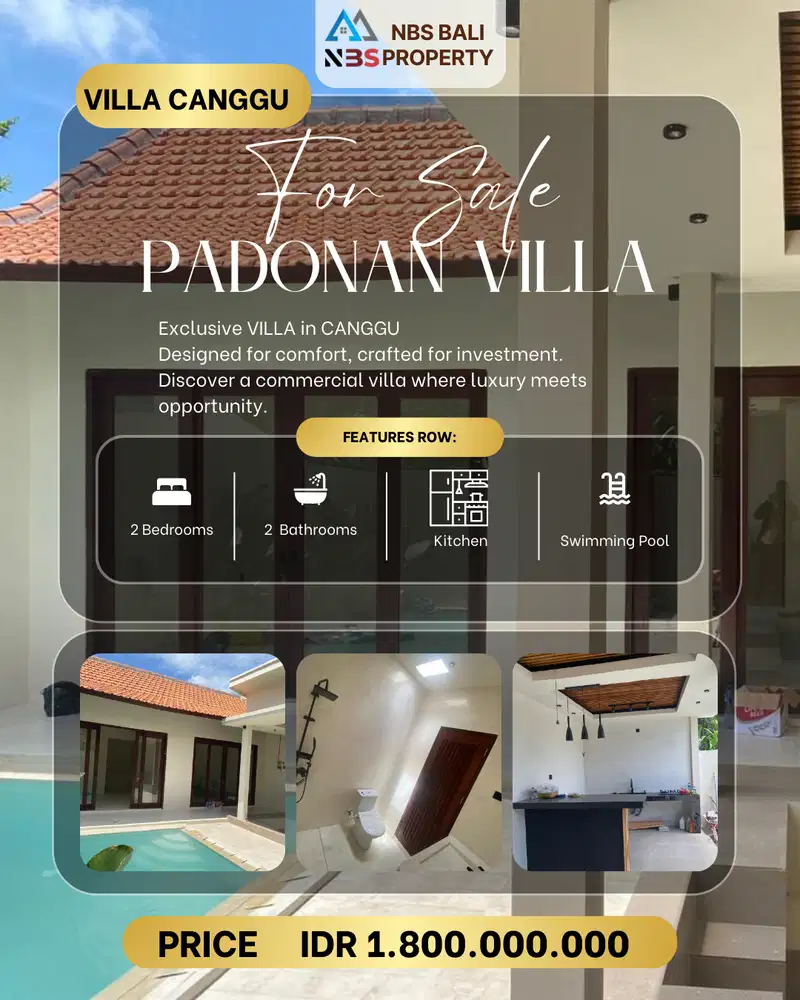 Dijual Vila Murah Lokasi Padonan, Canggu  Vila Desain Minimalis