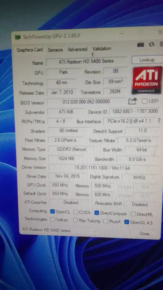 VGA His ati Radeon 1 gb DDR3