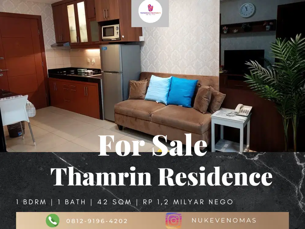 Dijual Apartement Thamrin Residence 1 BR Furnished Bagus