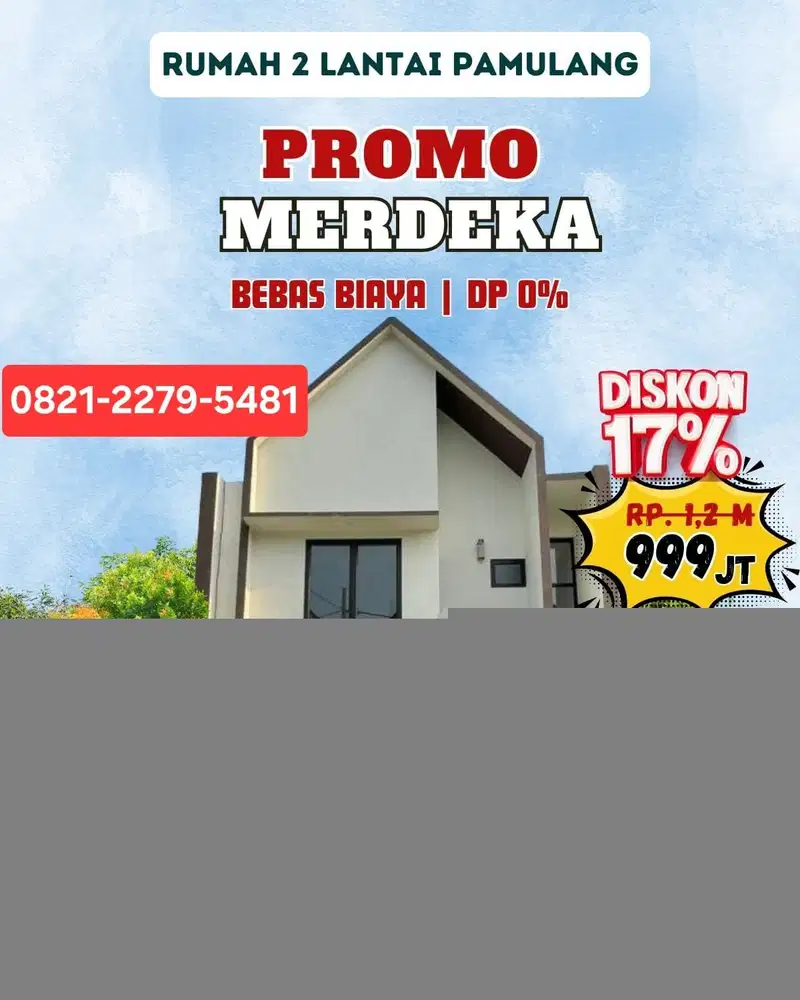 Rumah siap huni bata merah free biaya di pamulang tangsel