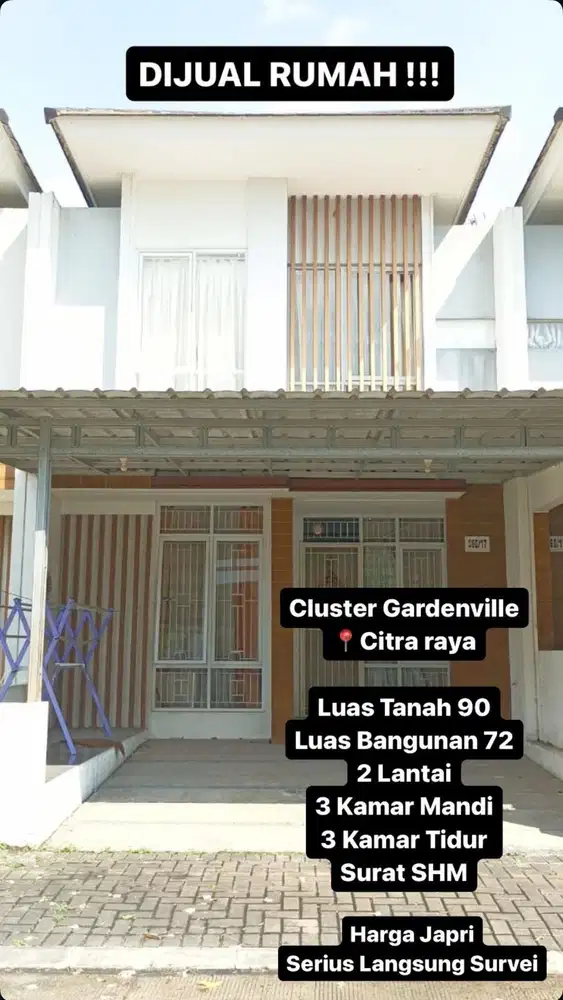 Jual Rumah 2 Lantai Citra Raya Gardenville Semi Furnish 4 Kamar Tidur