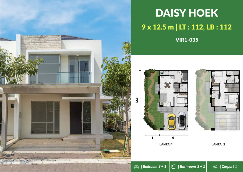 Rumah 2 Lantai hoek Cluster Virginia di PIK 2