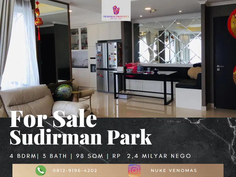 Dijual Apartement Sudirman Park 3BR Furnished Lantai Tinggi