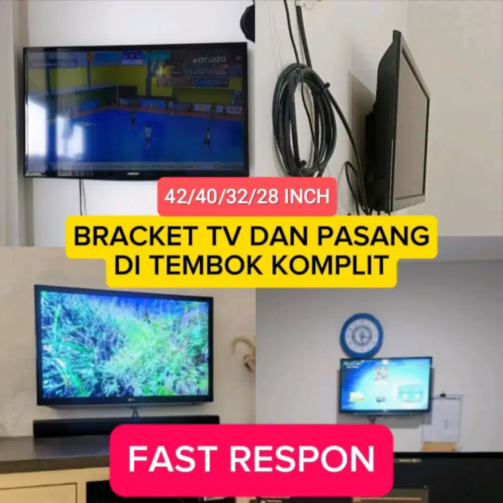 Pasang TV Di Dinding Tembok Komplit Lengkap Bracket TV 42 40 32 24