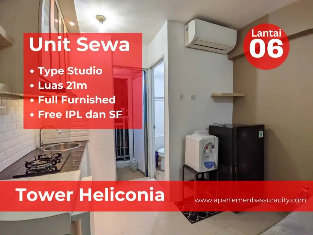 Sewa type studio furnished apartments Bassura City tower Heliconia