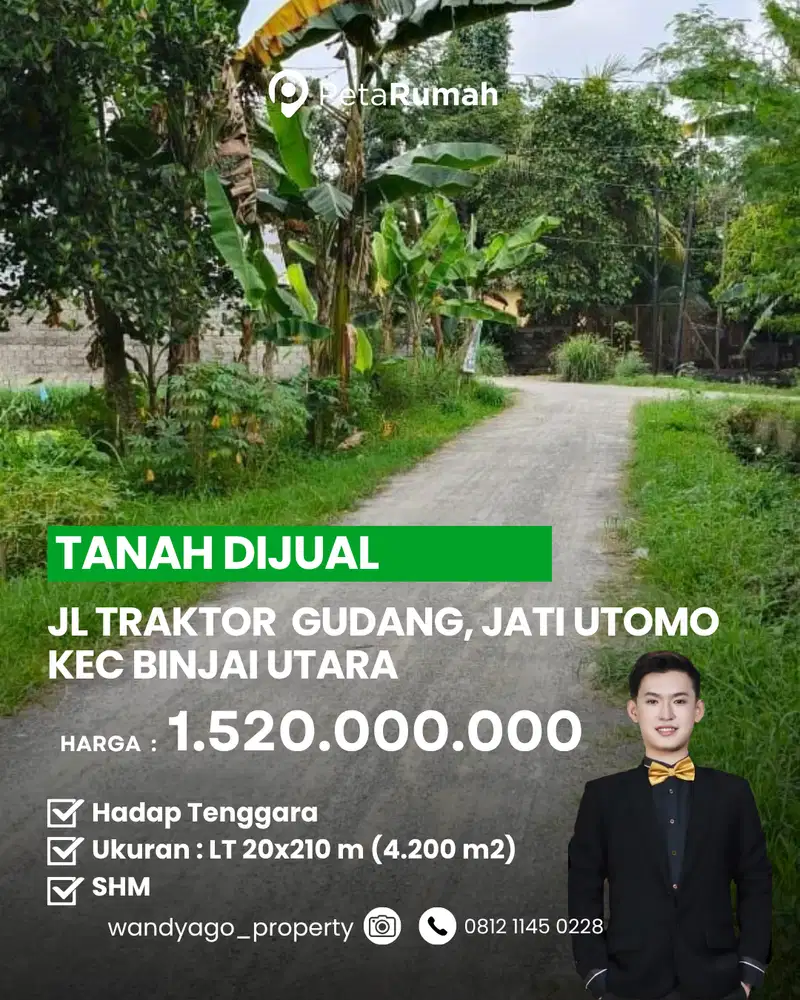 Di Jual Tanah Murah 300 an rb Permeter di Jl Traktor Binjai