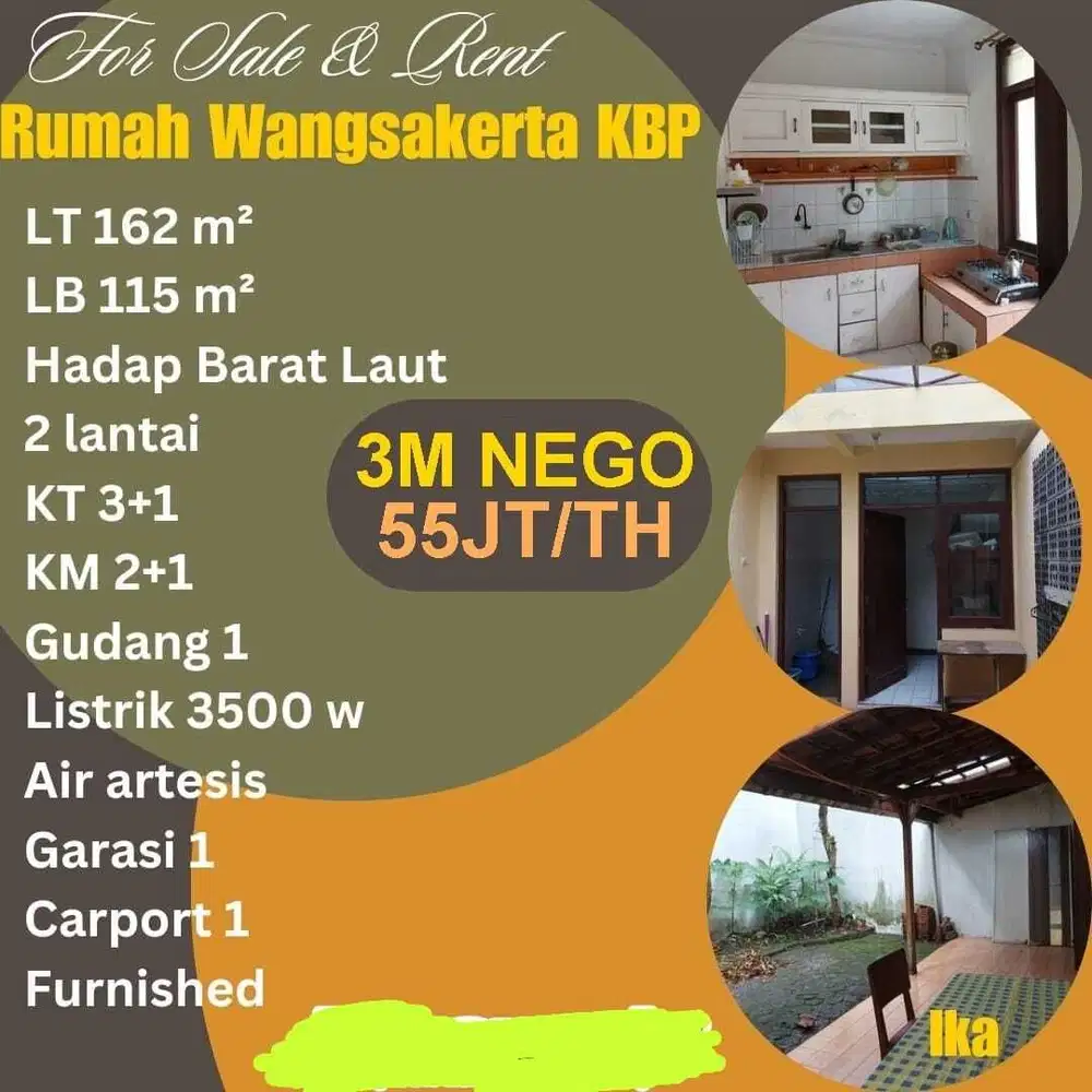 Termurah! Rumah furnish wangsakerta kota baru parahyangan