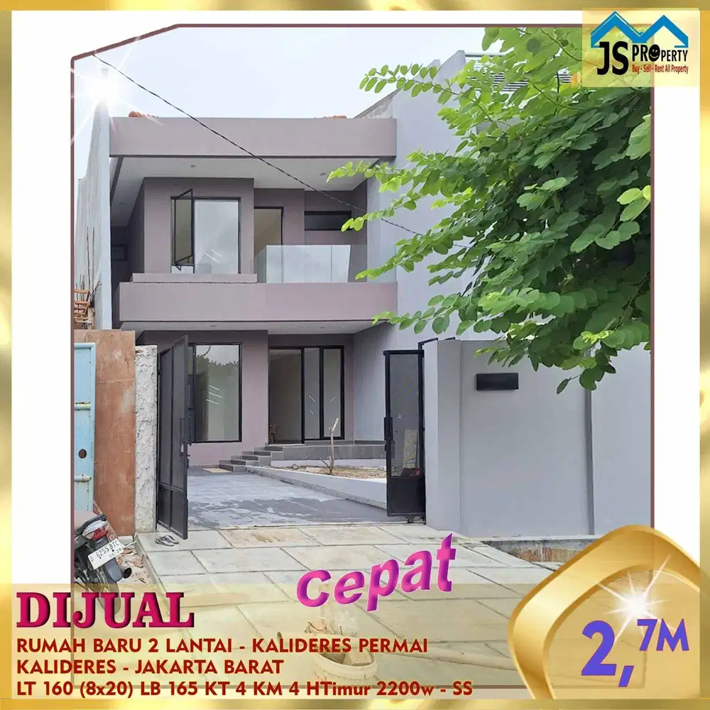 DIJUAL RUMAH BARU 8 X 20 2 LANTAI KALIDERES PERMAI JAKARTA BARAT
