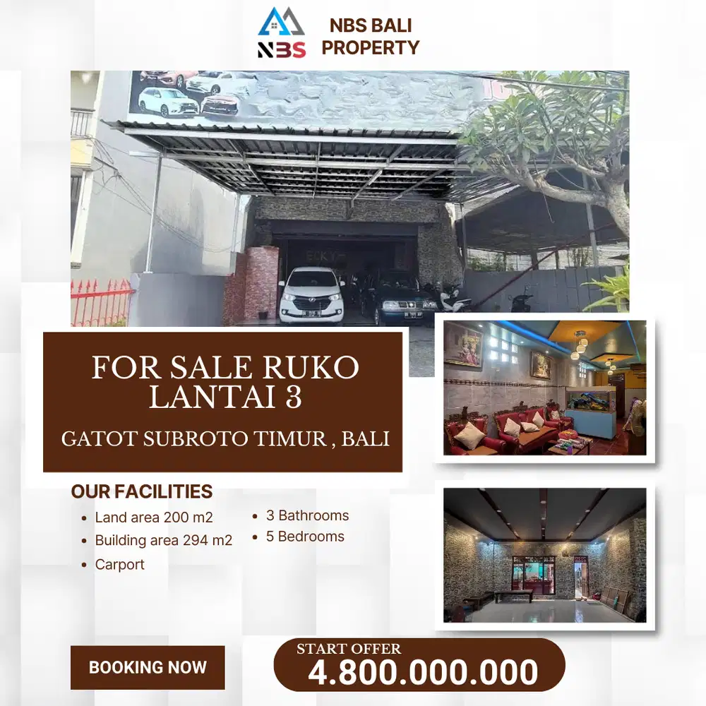 DIJUAL RUKO 3 LANTAI – JALAN RAYA GATOT SUBROTO TIMUR