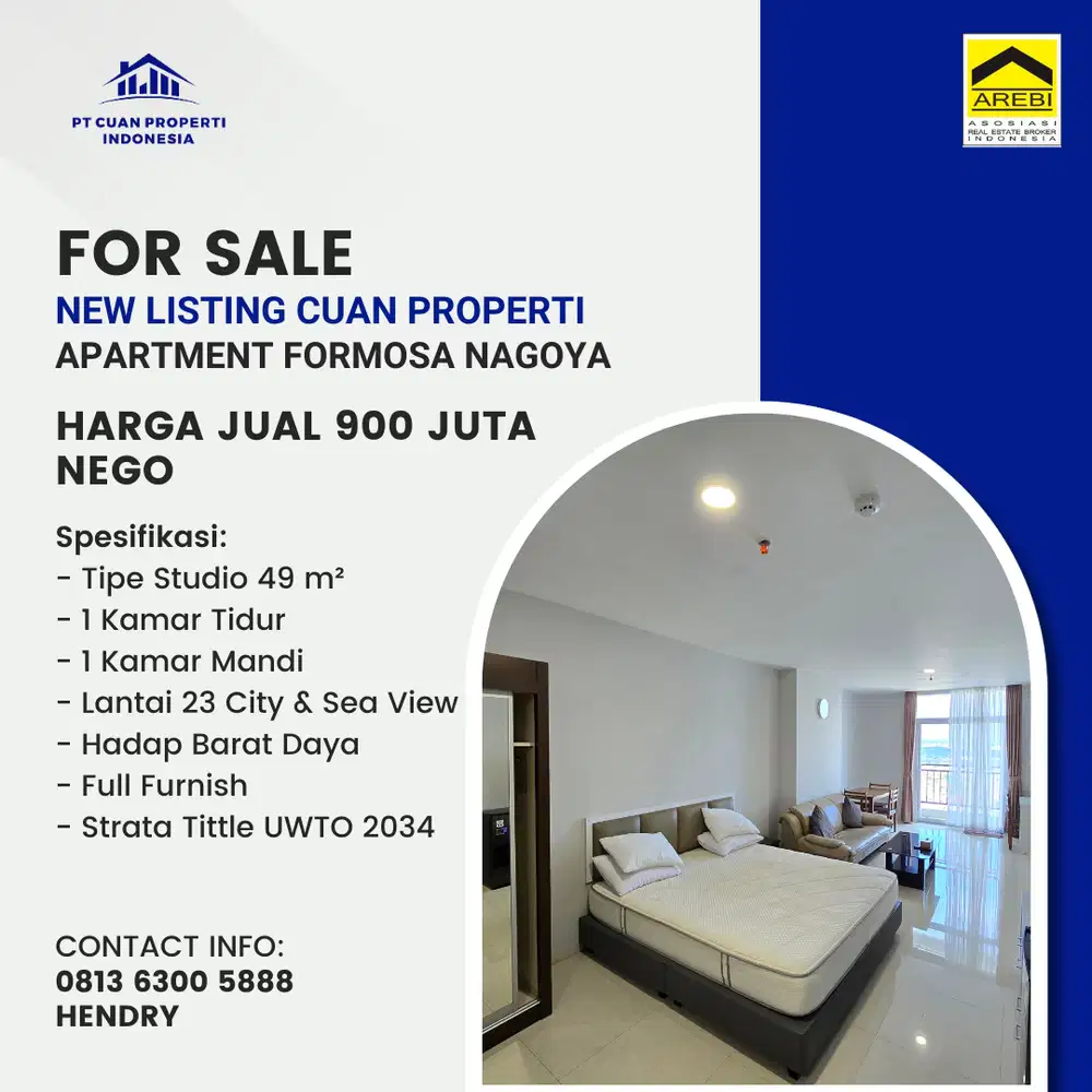 Dijual Cepat Apartment Studio di Formosa Residence Nagoya