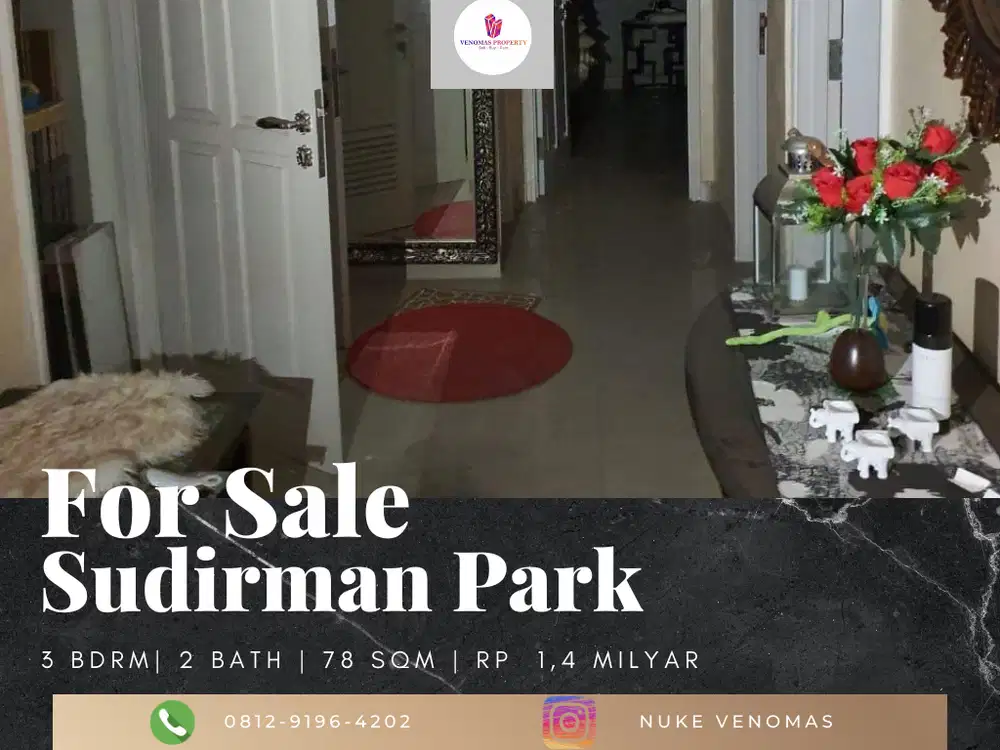 Dijual Apartement Sudirman Park 3 BR Furnished Bagus High Floor
