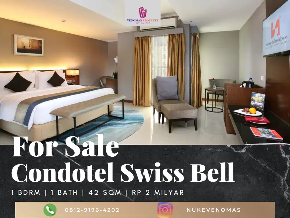 Dijual Condotel Swiss Bell Residence 1BR High Floor Furnished