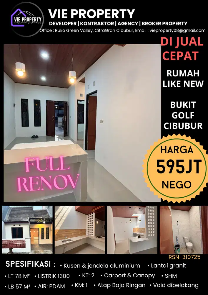 Dijual murah, rumah baru beres di renov full di Bukit Golf Cibubur