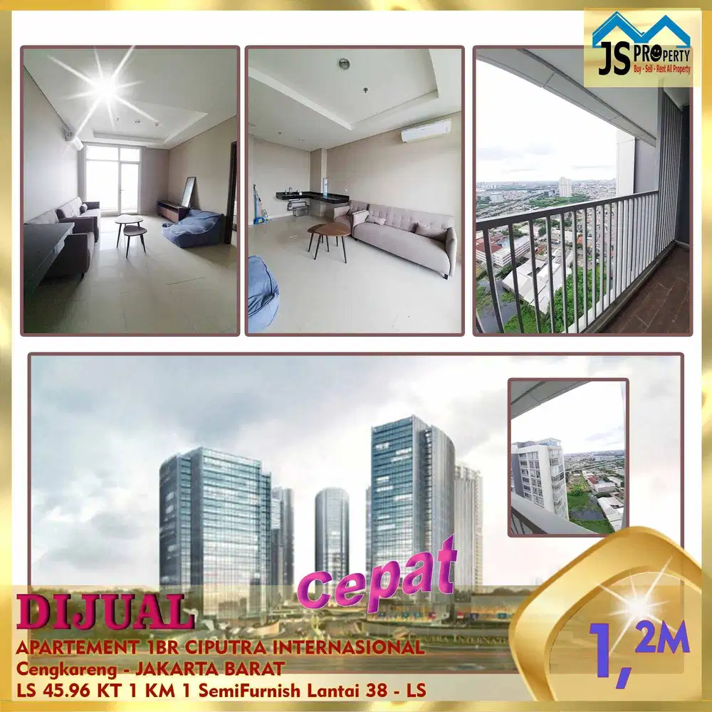 DIJUAL APARTEMENT 1BR CIPUTRA INTERNASIONAL Cengkareng JakBat - LS