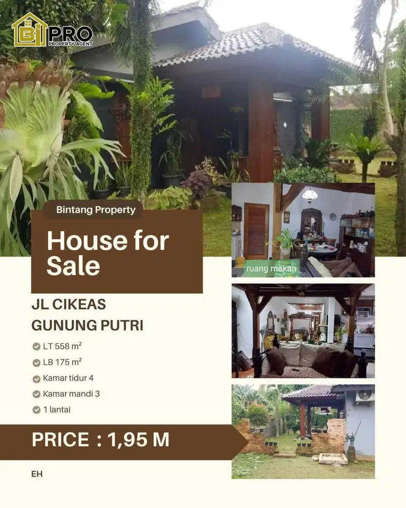 Cikeas, Gunung Putri, rumah rasa villa, luas , asri, harga terbaik