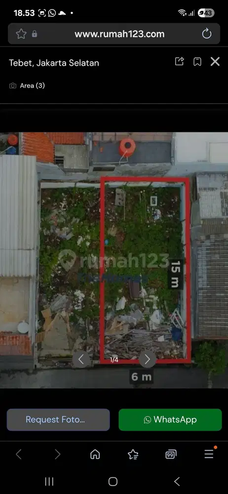 Kavling tanah siap bangun Akses 1 mbl dkt ke jalan 2 mbldi Tebet Barat