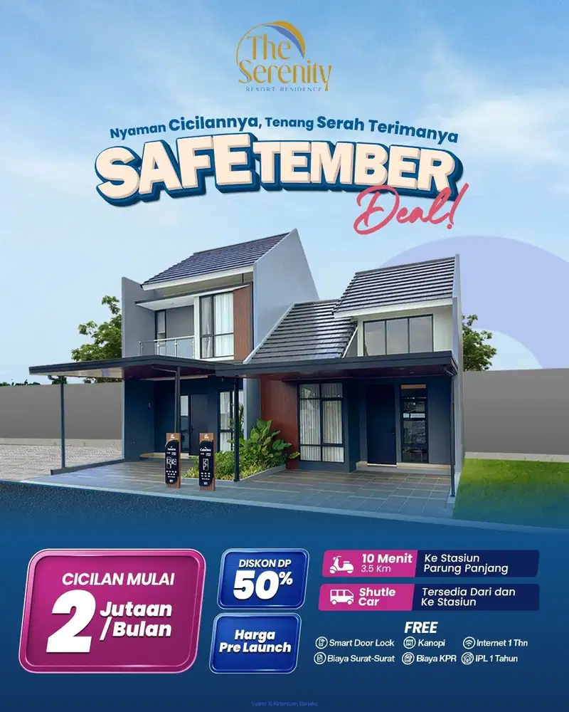 Tanah 72m² 2Lantai Dekat Stasiun Parung Panjang dan Toll Legok BSD