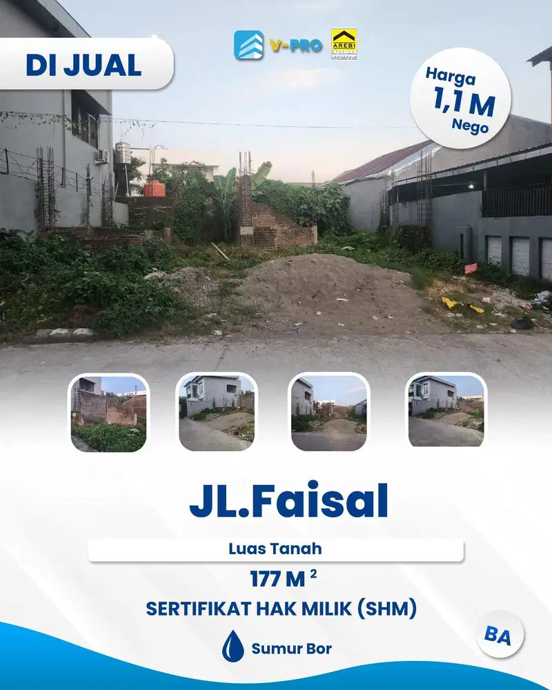 Dijual Murah Tanah Tengah Kota jalan Faisal