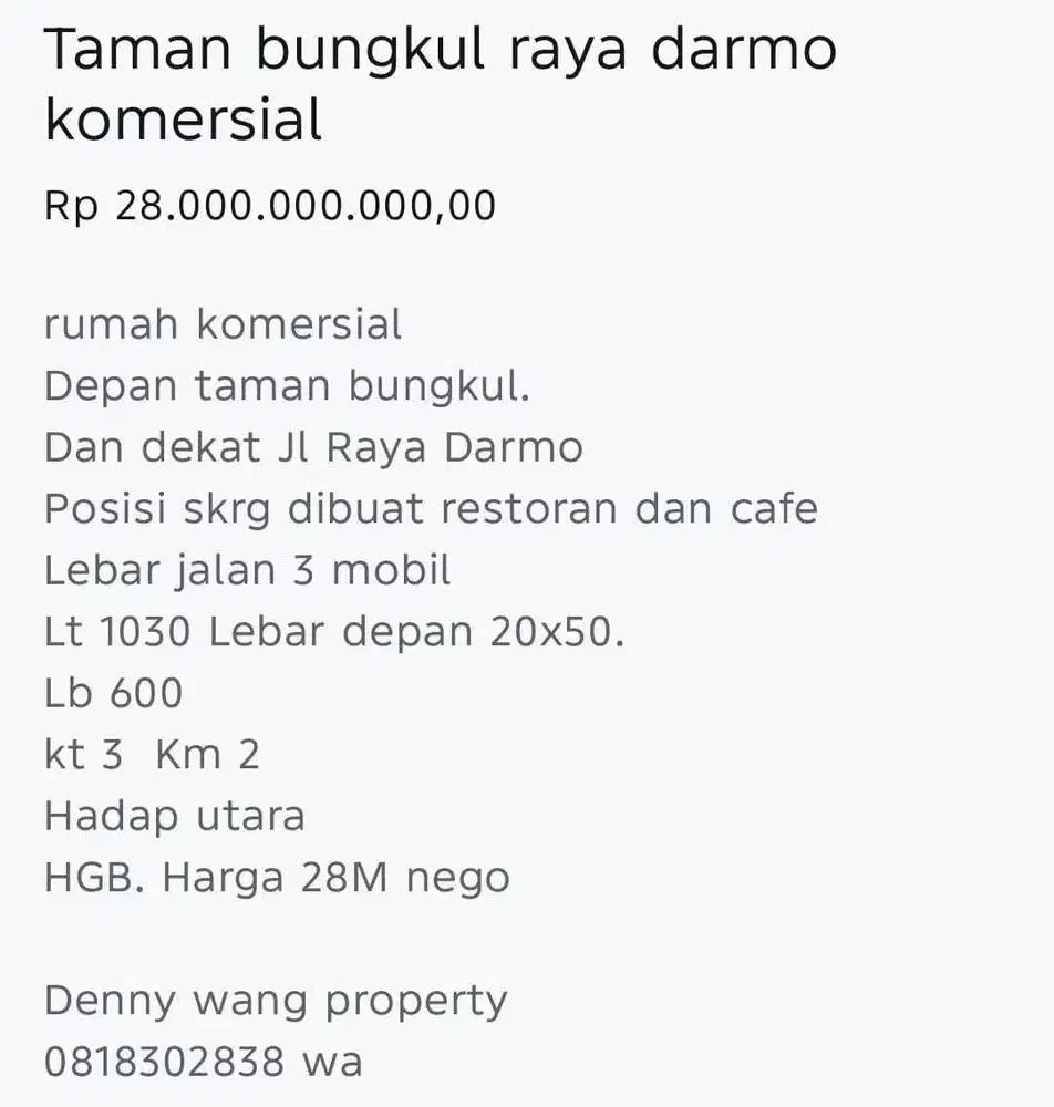 Rumah komersial, Bagus dan Strategis di Raya Darmo, SBY  Taman Bungkul Raya Darmo Komersial