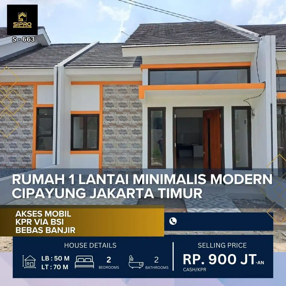 Rumah 1 Lantai Siap Huni di bambu apus cipayung jaktim