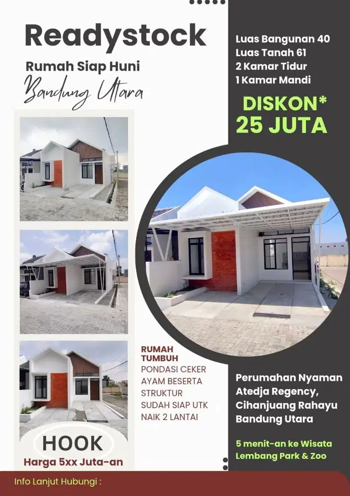 GRATIS BIAYA LAIN2! Rumah Readystock di Perumahan Cihanjuang Lembang