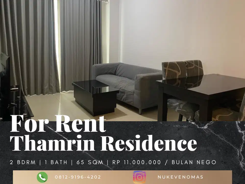 Disewakan Apartement Thamrin Residence 2 BR Furnished Bagus Tower A