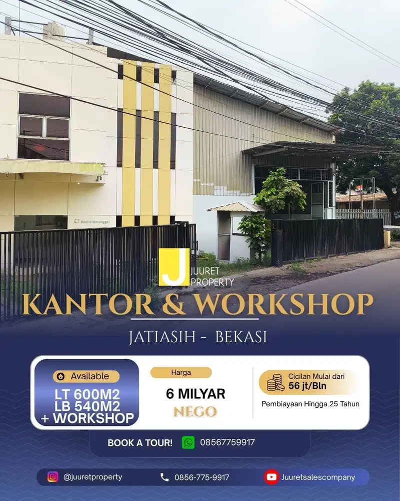 Dijual Kantor dan Workshop di Jatiasih Bekasi