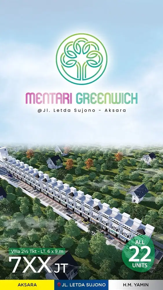 Dijual komplek mentari greenwich jalan letda sujono