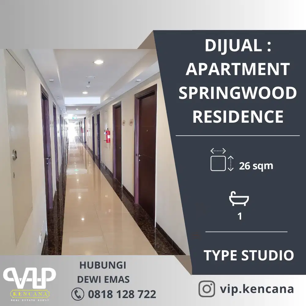 Dijual Apartment Springwood Residence, Jalan Mh Thamrin, Tangerang