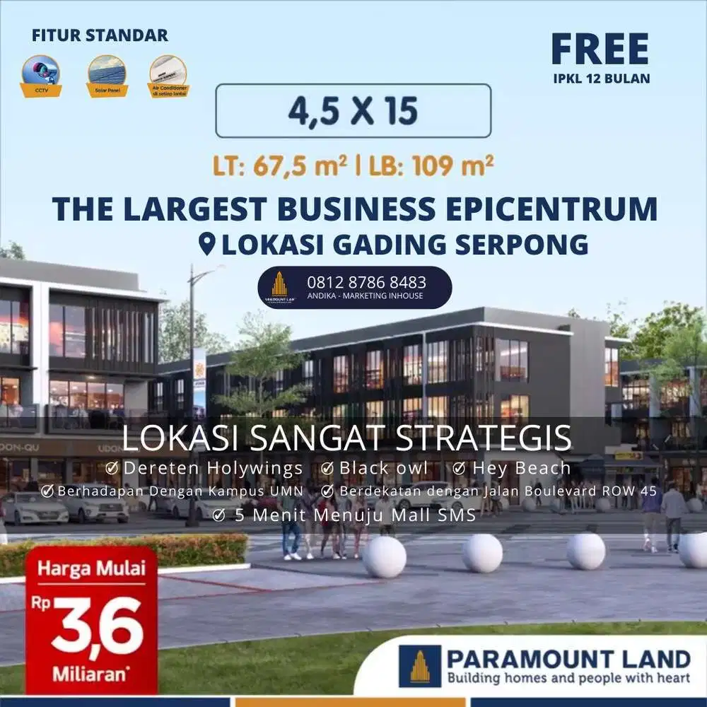 RUKO TERBARU LOKASI STRATEGIS HAMPTON AVENUE GADING SERPONG