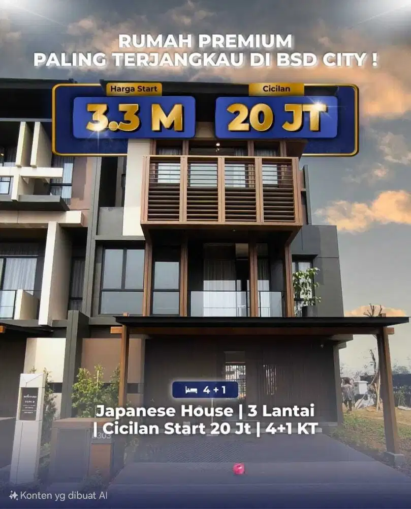 DIJUAL Rumah 3 Lantai Dekat Tol di BSD City Kemewahan Yg Berbicara