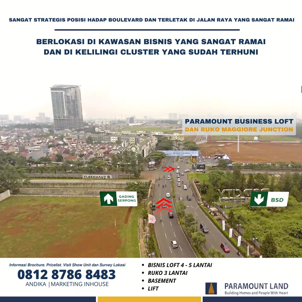 BUSINESS LOFT 5 LANTAI HADAP JALAN PALING STRATEGIS DI GADING SERPONG