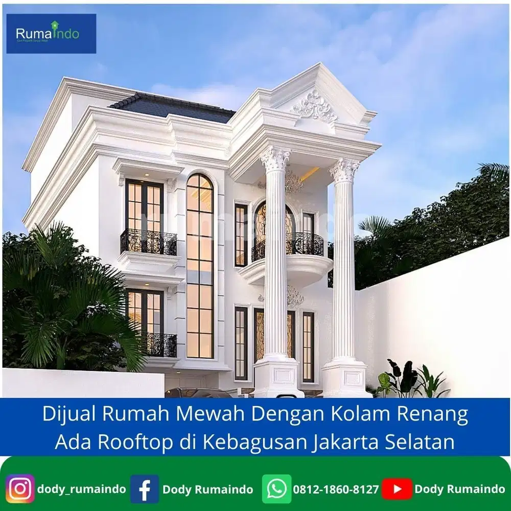Dijual Rumah Mewah Dengan Kolam Renang Ada Rooftop di Kebagusan Jakarta Selatan