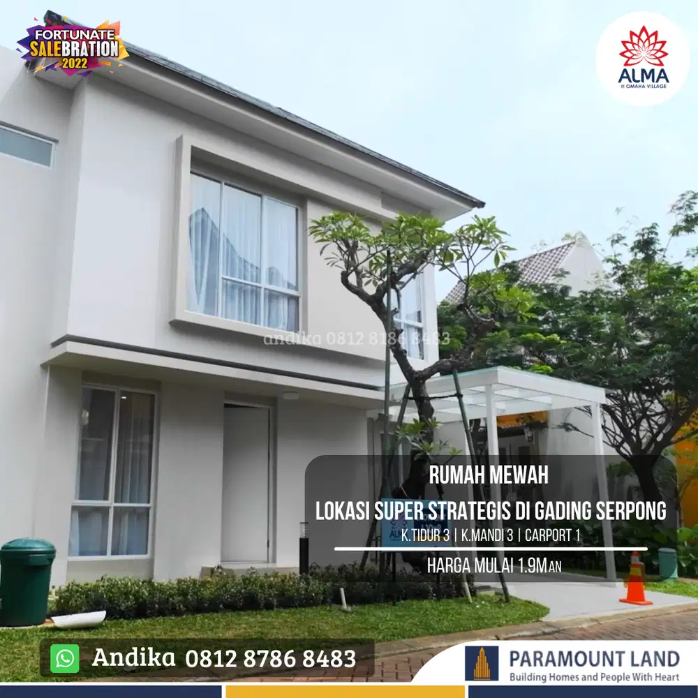 RUMAH 2 LANTAI SUPER LEBAR DI BAWAH 2M GADING SERPONG BSD