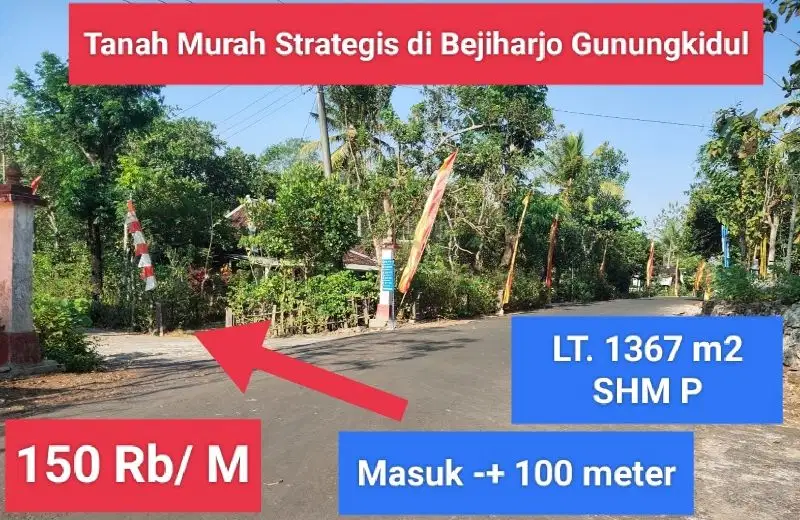 Tanah dijual di bejiharjo gunungkidul dekat wisata goa pindul dan kota