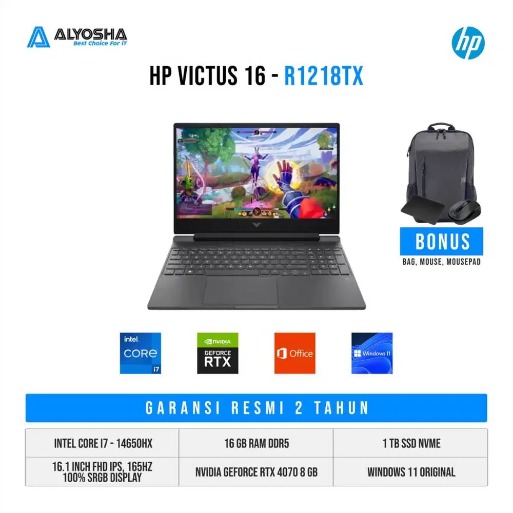 HP Victus 16 R1218TX – Mica Silver [Intel i7 14650HX-16GB-SSD 1TB-16.1